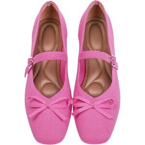 Women Pink Fabric Upper And Rubber Sole Casual Ballet Flats With Ankle Strap
